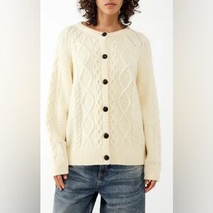 BDG Alexandra Cable Knit Sweater in cream
